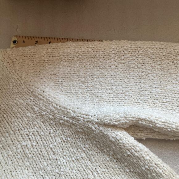 J Jill Sweater Women Extra Large Beige Cowl Neck Boucle Knit Boxy Pullover Top - Picture 7 of 13